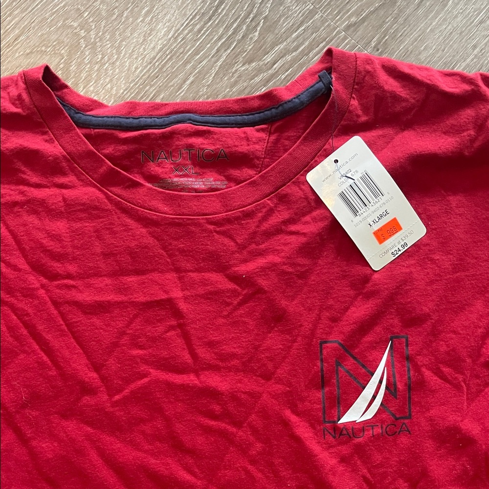NWT Nautica Men's Red Crew Neck Long Sleeve Tee XXL - Picture 3 of 3